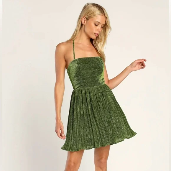 Lulus | Dresses | Lulus Party Era Skater Dress Lime Green Sparkly Laceup Pleated Womens Medium | Poshmark Lulus | Dresses | Lulus Party Era Skater Dress Lime Green Sparkly Laceup Pleated Womens Medium | Poshmark